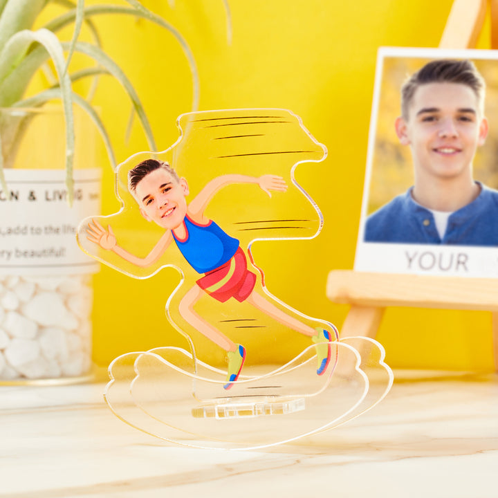 Personalized Running Man Desktop Tumbler Standing Figures Display Stands