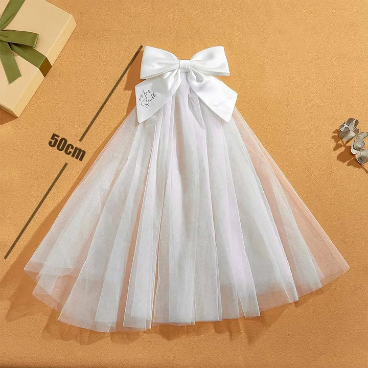 Personalized Bridal Veil Bow Clip Gift for Bride