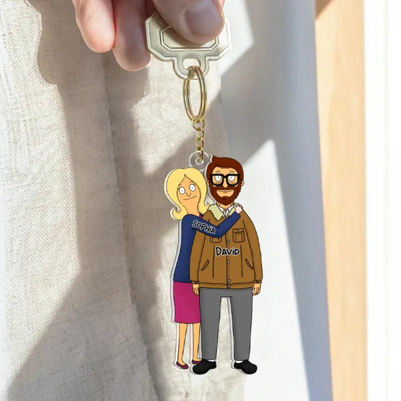 Custom Cartoon Style Keychain Personalized Keychain Gifts for Couple