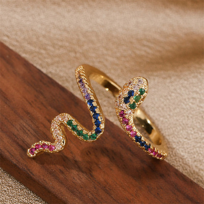Adjustable Zircon Ring Copper Snake Rings
