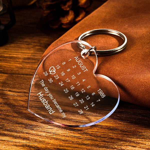 Personalized Calendar Keychain The Day You Became My Special One Keyring