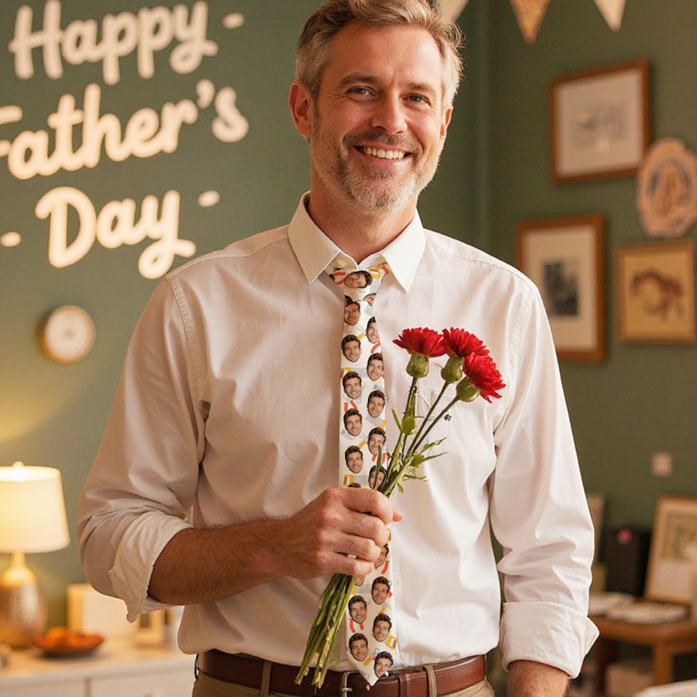 Custom Face Necktie with Tool Design – Perfect Gift for Father’s Day & Birthdays