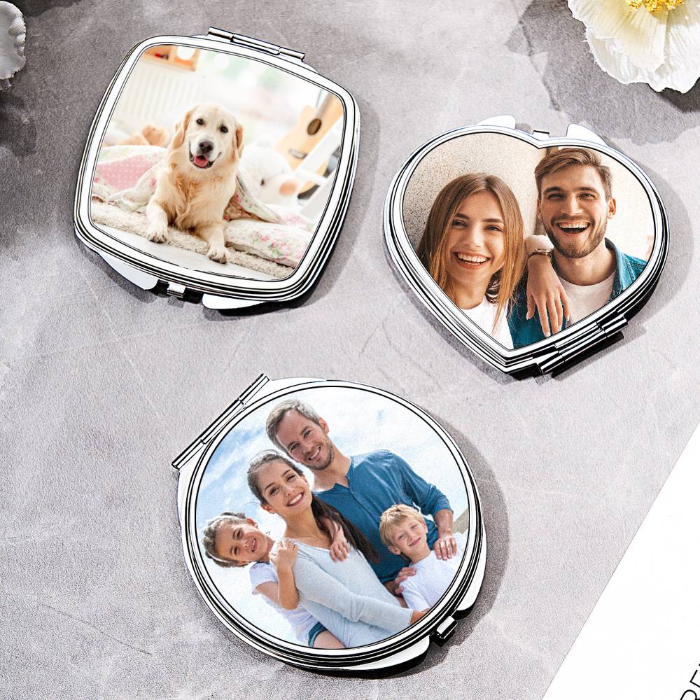 Personalized Photo Compact Portable Mirror Travel Birthday Gift for Her
