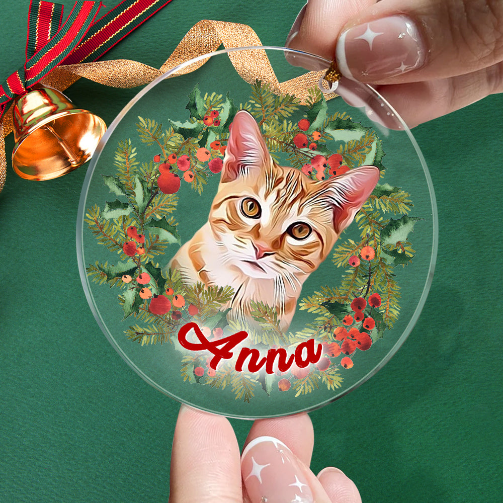 Personalized Pet Photo Christmas Ornament with Name Pet Ornament Gifts for Pet Lovers
