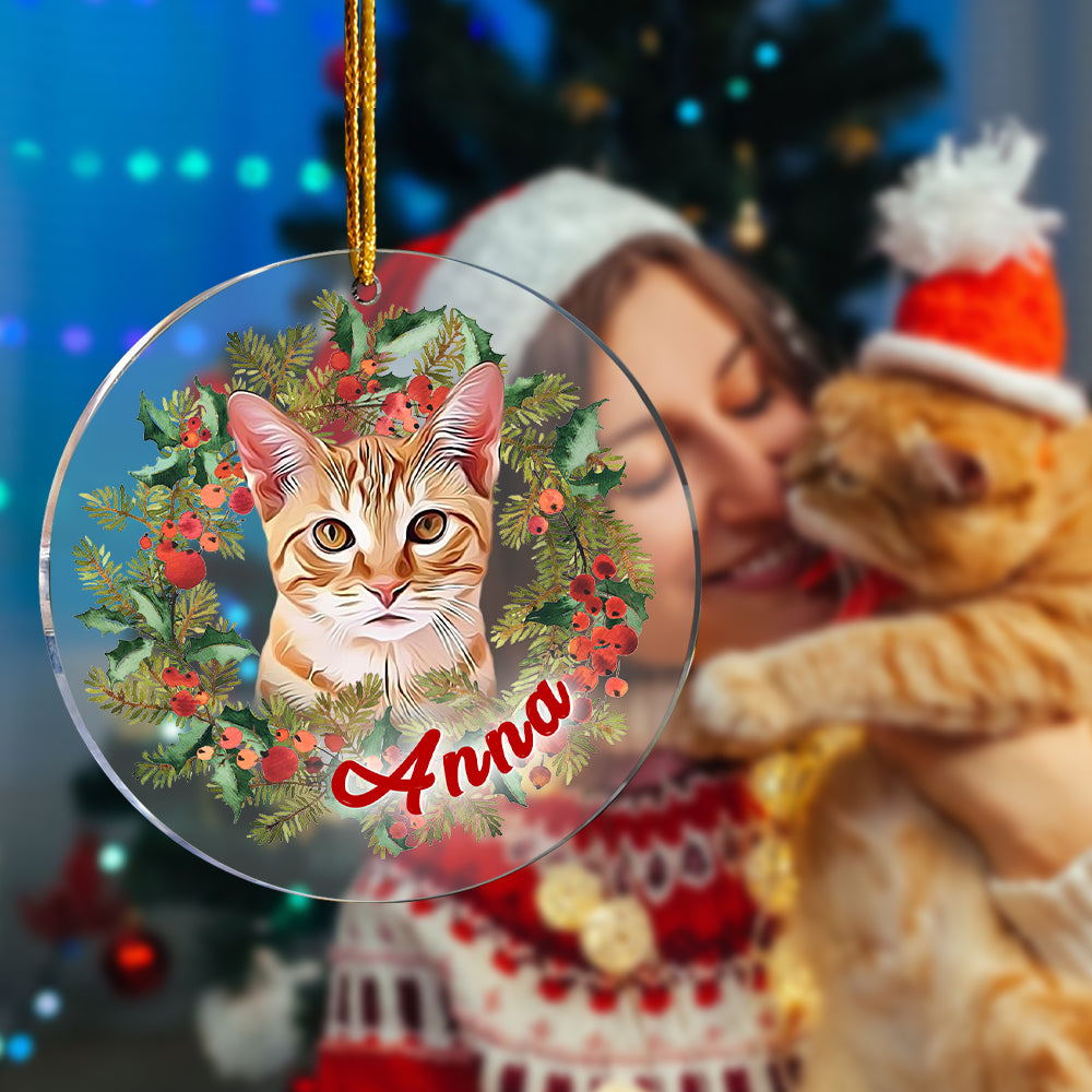 Personalized Pet Photo Christmas Ornament with Name Pet Ornament Gifts for Pet Lovers