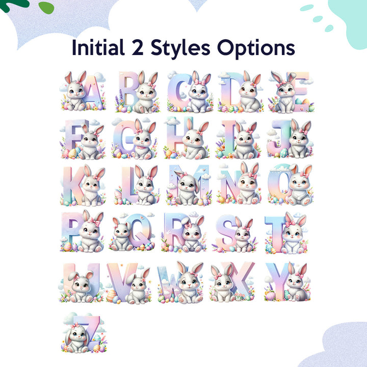 Personalized Easter Bunny Enamel Mug with Name Gradient Initial 12oz Cup Easter Gift for Kids