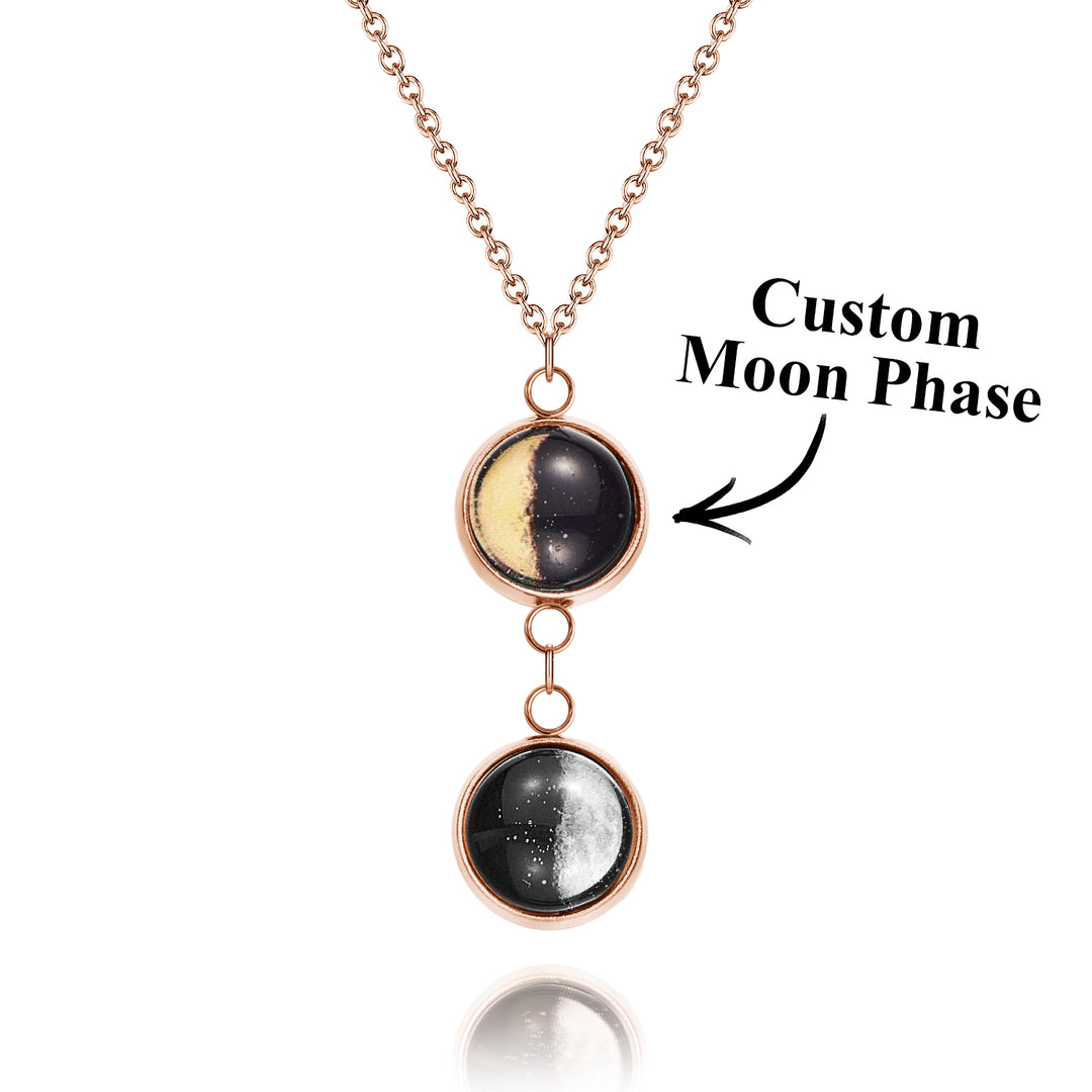 Custom Double Moon Phase Necklace Luminous Necklace Gift for Her