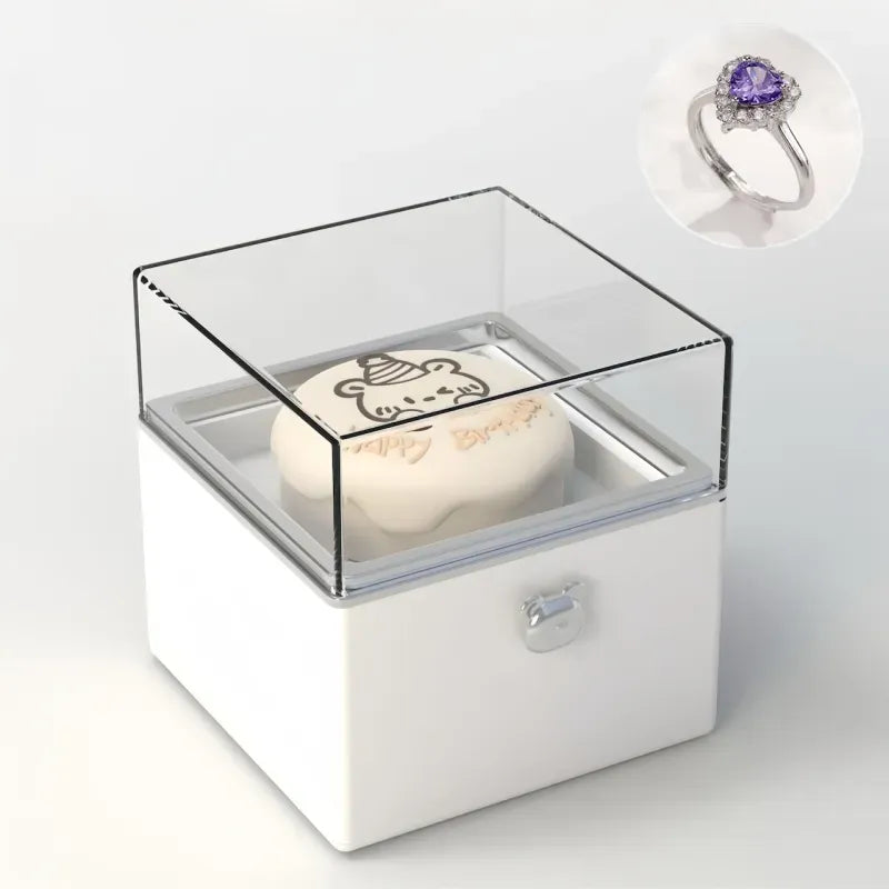 Magical Bear Cake Ring Box Surprise Gift Birthday Gift With Open Adjustable Promise Ring Gift For Lover For Her