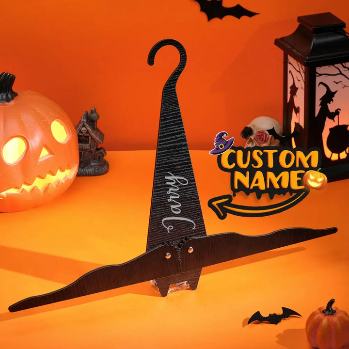 Personalized Funny Coat Hanger with Name Bat Wood Hanger for Hallowmas Gift