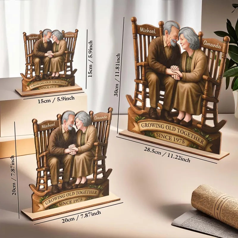 Custom Couple Wooden Ornaments Custom Text 2-Layered Wooden Plaque With Flat Stand Gift For Husband Wife Anniversary Gift