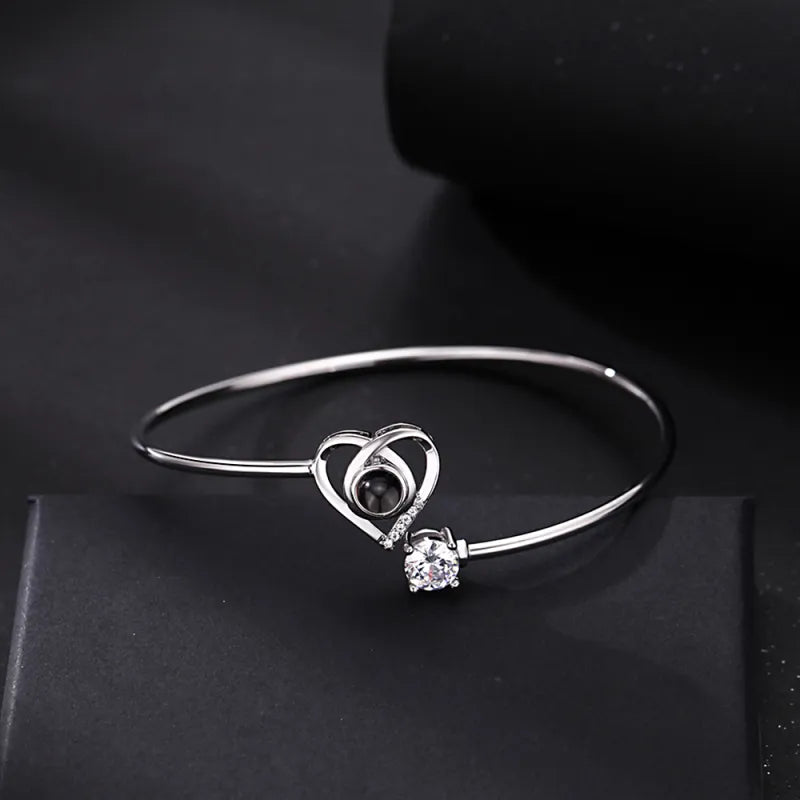 Custom Projection Bracelet Personalized Photo Bracelet Heart Jewelry Gift for Her