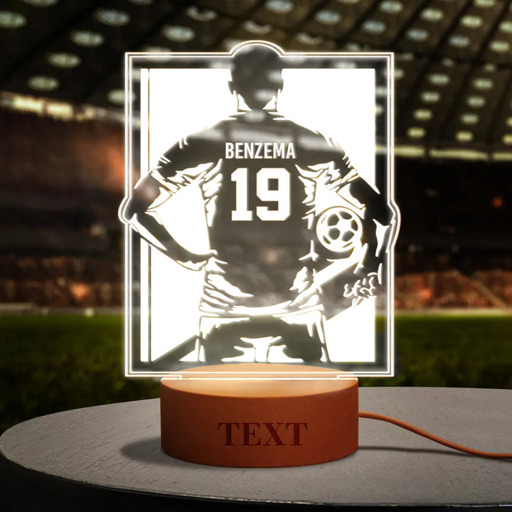 Personalized Soccer Night Light - Perfect Gift for World Cup Fans Round Wooden Base
