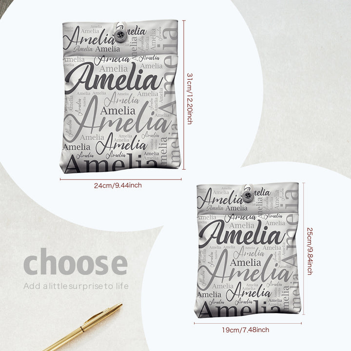 Personalized Name Book Cover with Pocket Book Cover Protector Gift for Book Lover