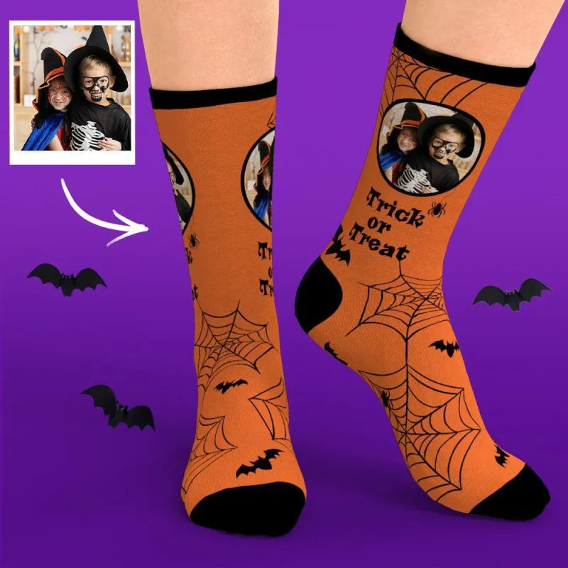 Custom Socks With Your Face Trick Or Treat Funny Unique Halloween Gifts
