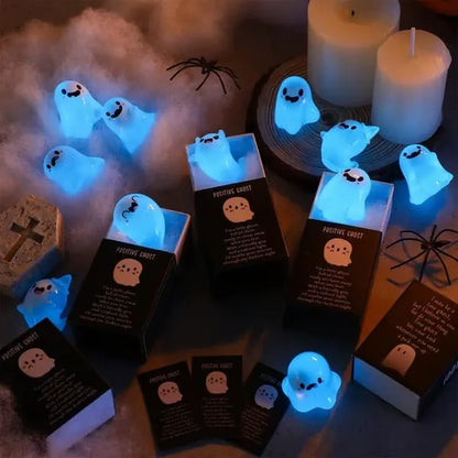 Halloween Mini Ghost Figures Glow-In-The-Dark Resin Figures With Box