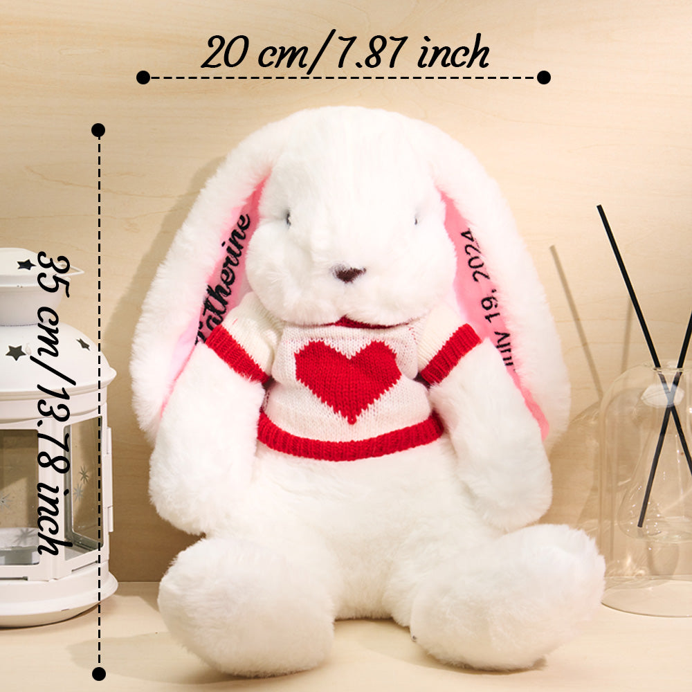 Personalized Sweater Bunny Plush Toys Custom Rabbit with Embroidered Name Gift for Children