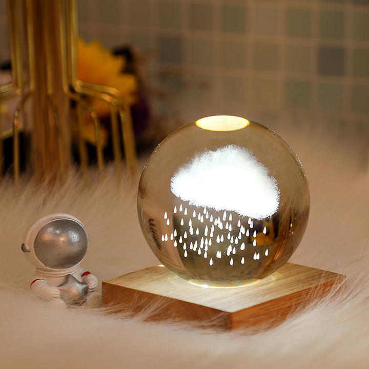 3D Laser Engraved Crystal Ball Night Light