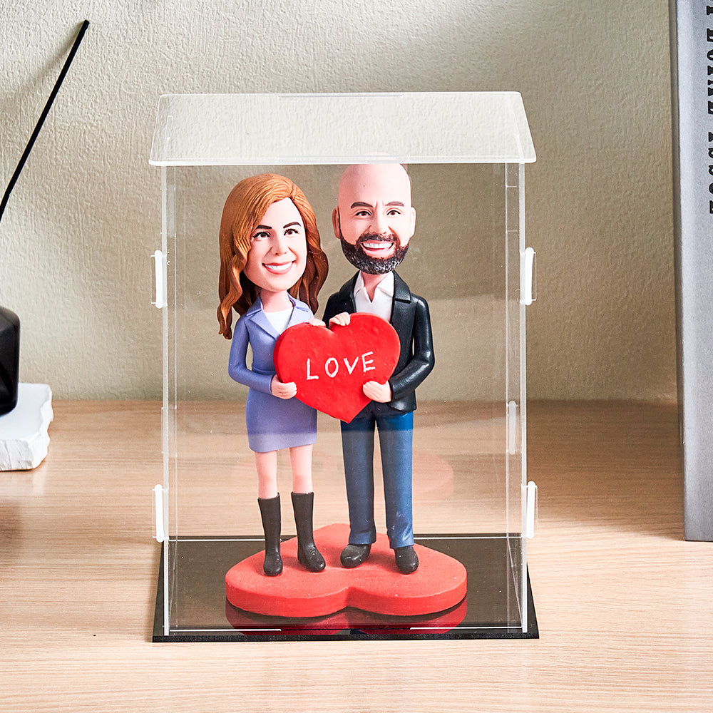 Dustproof Clear Acrylic Display Case Display Box – Protective Box for 2 People Bobbleheads Collectibles