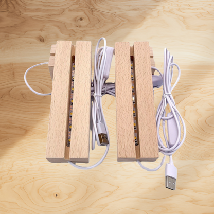 Groove Wooden LED Lamp Base – White / Three-Color / Seven-Color Lighting (Base Only Acrylic Plaque Not Included)