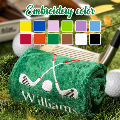 Personalized Embroidered Name Golf Towel with Clip Golf Accessories Gift for Men Women Golf Lovers