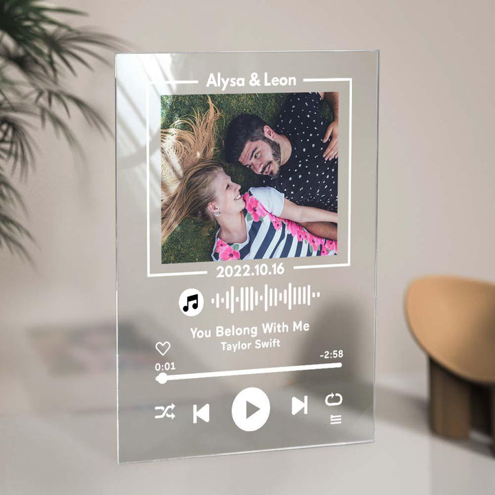 Custom Glass Code Plaque Music Keychain/Plaque 7 Color Night Light Gift For Anniversary