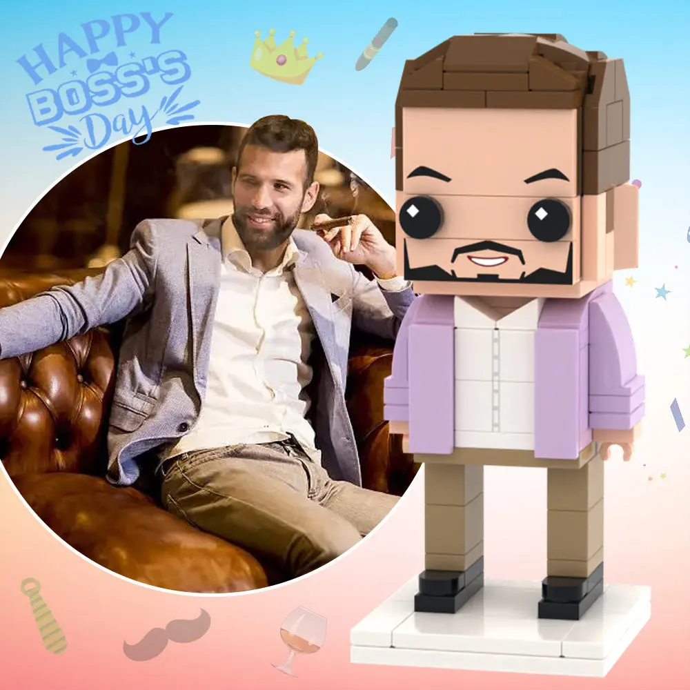 Boss's Day Gift Idea Full Body Customizable 1 Person Custom Brick Figures Small Particle Block Toy