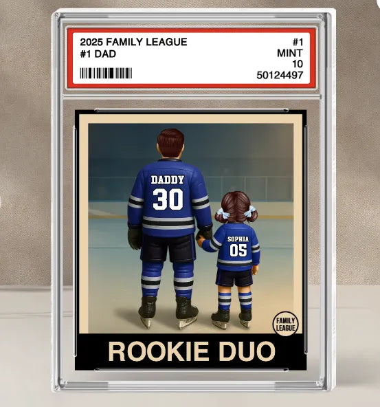 Personalized Acrylic Block Plaque Hockey No. 1 Dad Man & Kids Trading Card Style Father's Day Gifts Birthday Gift