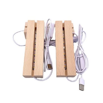 Groove Wooden LED Lamp Base – White / Three-Color / Seven-Color Lighting (Base Only Acrylic Plaque Not Included)