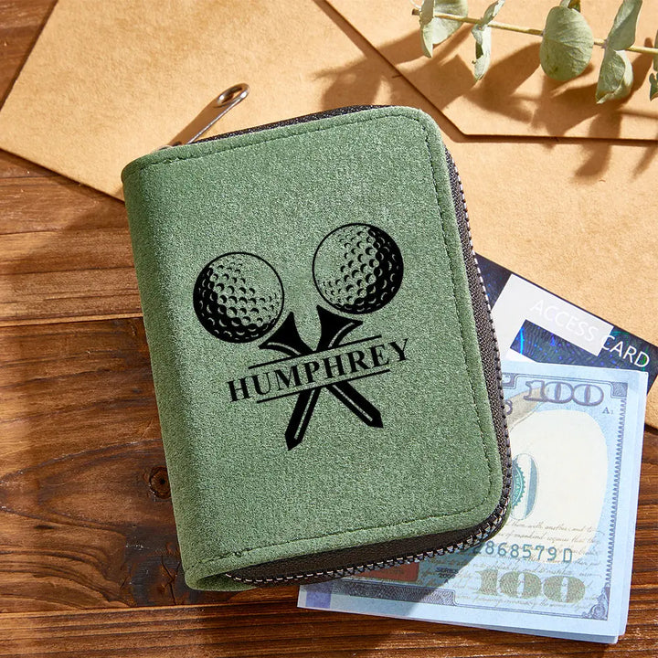 Personalized Leather Golf Wallet with 18 Card Slots Card Holder Wallet Gift for Men