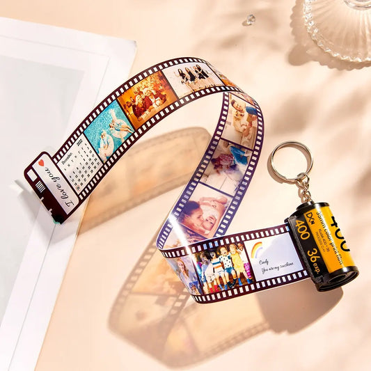 Personalized Camera Roll Keychain Custom Date and Text Photo Keychain