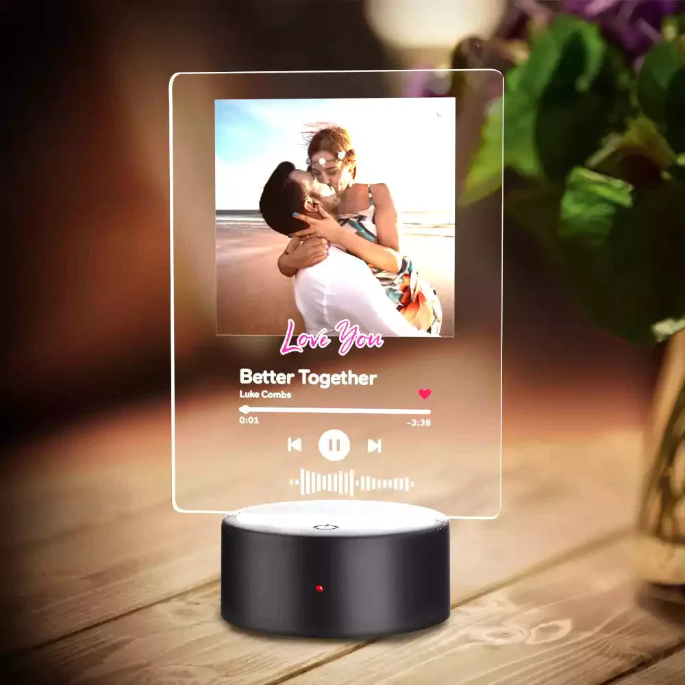 Gift For Father Custom 7 Colors Music Night Light with Text Scannable Night Light