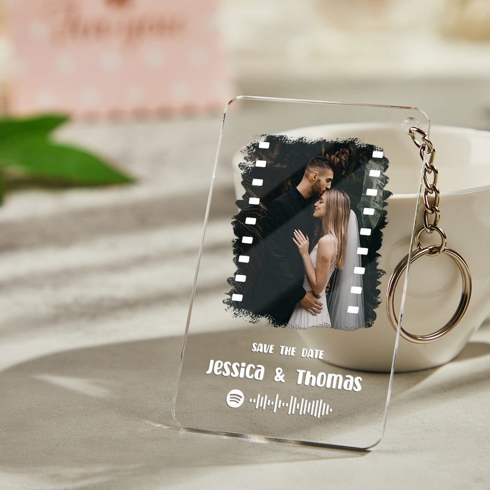 Custom Photo Music Plaque Personalized Glass Keychain Gift Foe Lover