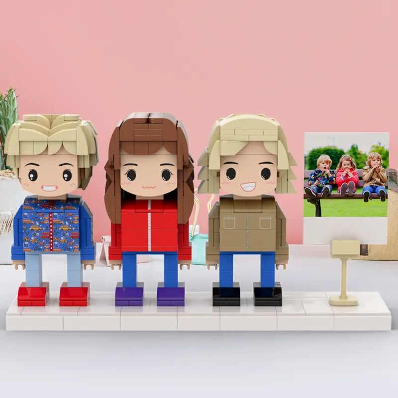 Full Body Customizable 3 People Photo Frame Cute Kids Creative Toy Gift Custom Brick Figures