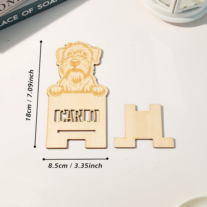Personalized Engraved Pet Portrait Wooden Phone Stand Holder Gift for Pet Lovers