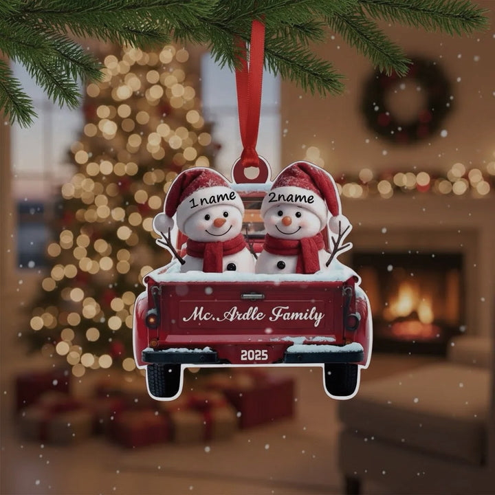 Custom Name & Year Snowman Acrylic Christmas Ornament – Personalized Holiday Tree Decor