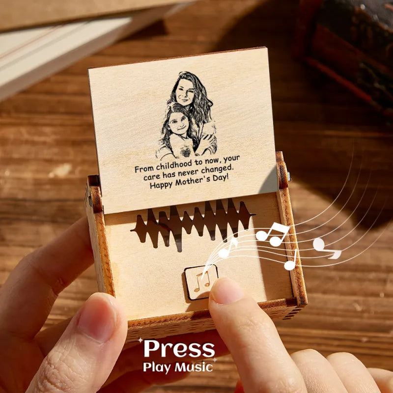 Custom Photo and Text Digital Music Box Any Song Tune or Voice Personalized Wooden Photo Music Box Mother‘s Day Gift