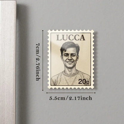 Custom Portrait Vintage Stamp Fridge Magnet Personalized Photo Name Postage Stamp Fridge Magnet Anniversary Gifts
