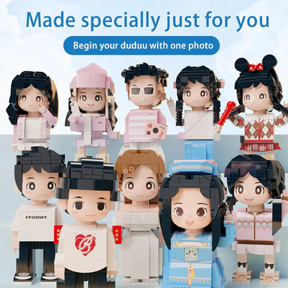 Full Body Customized 1 Person Duddu Brick Figures Valentine's Day Gift Birthday Gift for Her