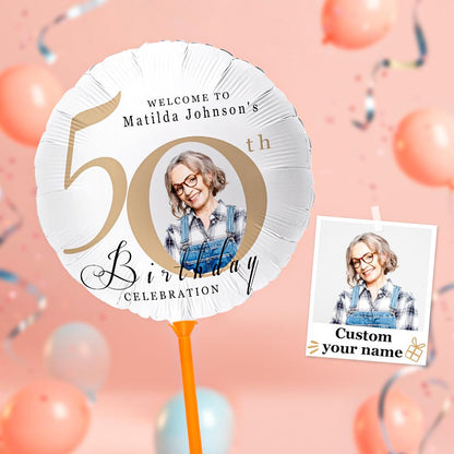 Custom 50th Birthday Balloons with Photo for Birthday Party Decoration