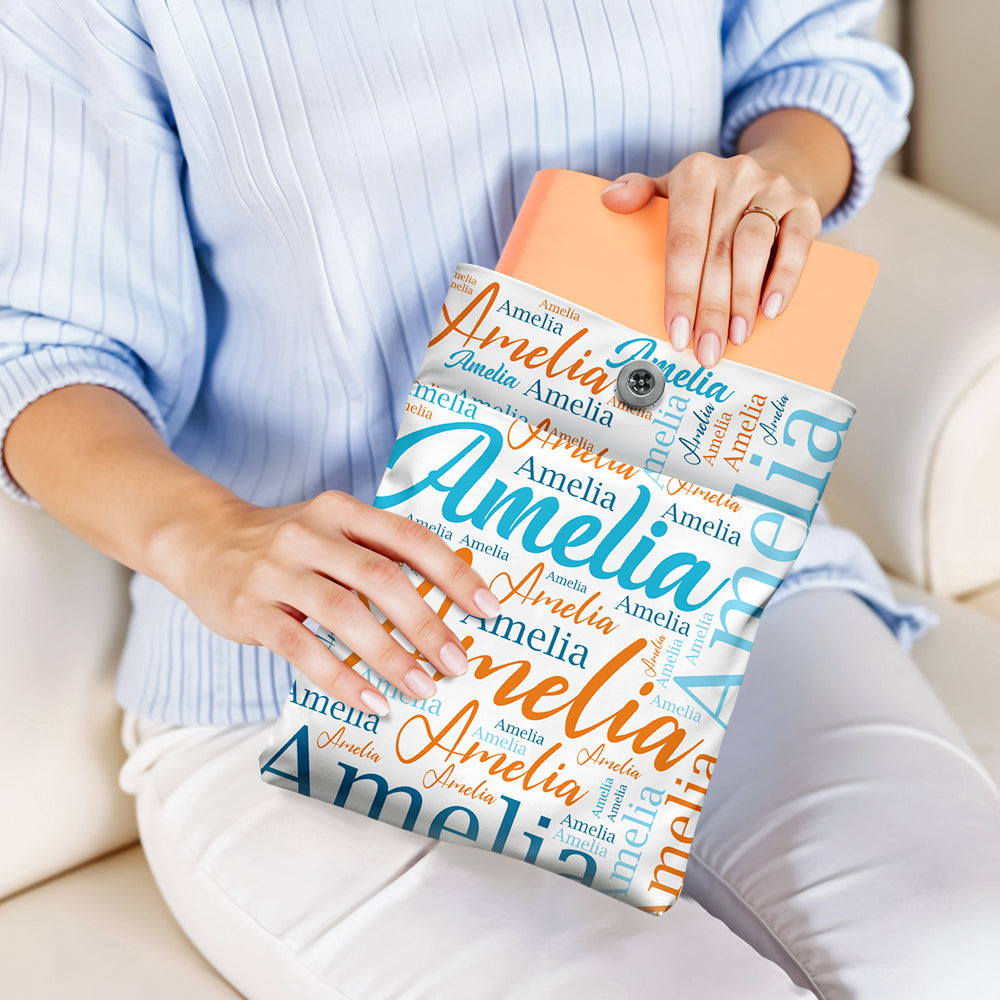 Personalized Name Book Cover with Pocket Book Cover Protector Gift for Book Lover