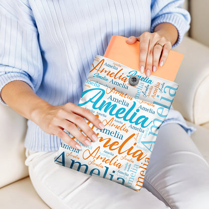 Personalized Name Book Cover with Pocket Book Cover Protector Gift for Book Lover