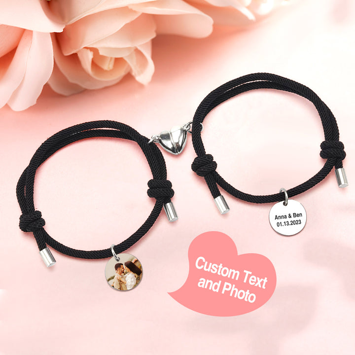 Custom Engraved Magnetic Bracelet Heart Couple Bracelet