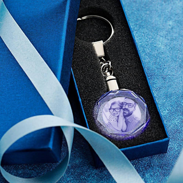 Personalized Photo Octagon Crystal Keychain Couples Gifts