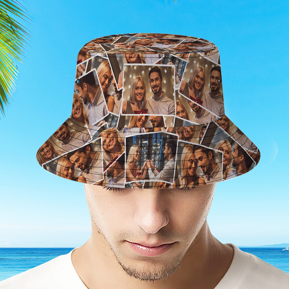 Personalized Photo Bucket hats Summer Beach Sun Cap For Kids and Adults