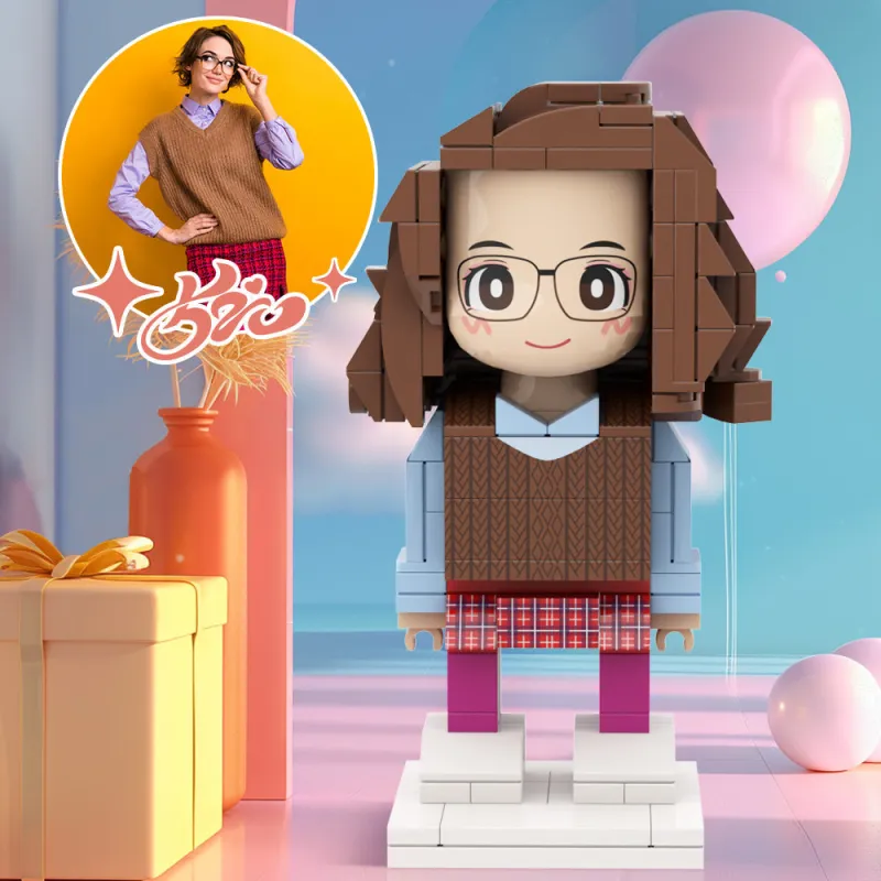 Full Body Customized 1 Person Duddu Brick Figures Valentine's Day Gift Birthday Gift for Her