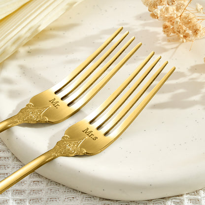 Personalized Vintage Forks Anniversary Wedding Engagement Gift for Couple Set of 2