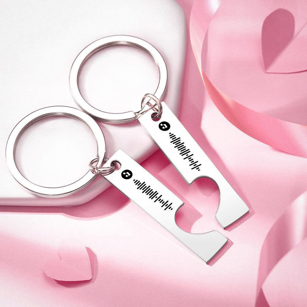 Best Gift For Friend 2 Personalized Music Code Keychain | Heart Cut Out Keychain