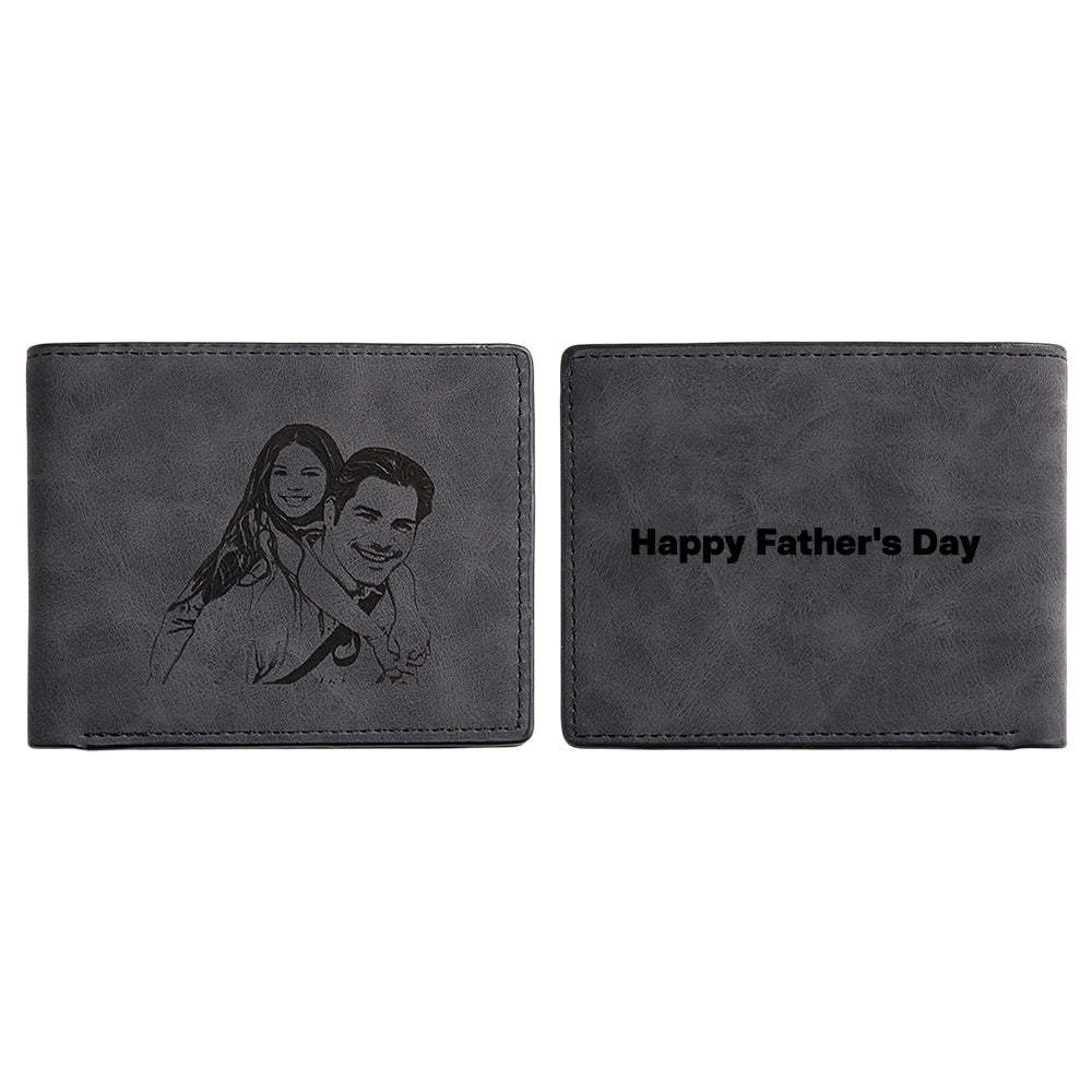 Personalized Photo & Message Wallet – Custom Engraved PU Leather Wallet Birthday Gift Father's Day Gift Christmas Gift