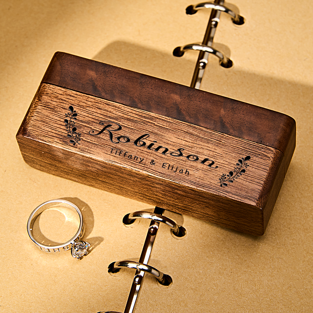 Personalized Engraved Wood Rings Bearer Box with Name Wedding Proposal Gift for Couple