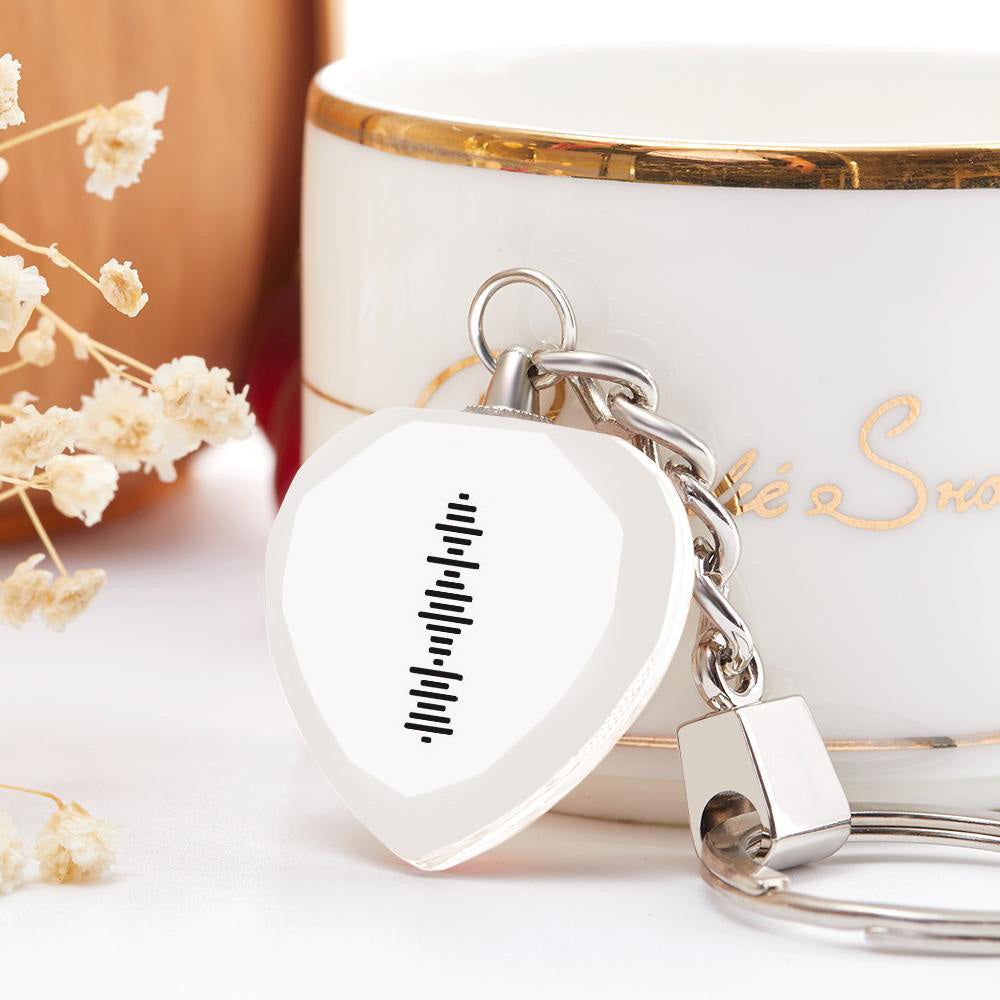 Custom Engraved Heart Scannable Code Music Crystal Keychain